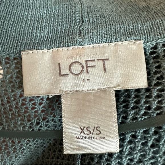 LOFT Antique Blue Waffle Knit Cardigan Sweater - Picture 4 of 5